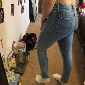 Acid wash, high waisted jeans